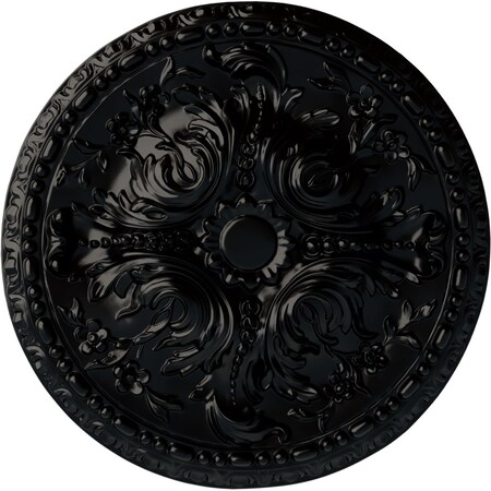Ekena Millwork Amelia Ceiling Medallion (Fits Canopies up to 2 3/8"), Hand-Painted Jet Black, 19 5/8"OD x 3/4"P CM20AMBLF